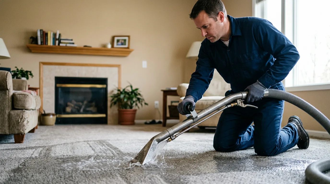 Water damage restoration technician working near Blairstown, NJ